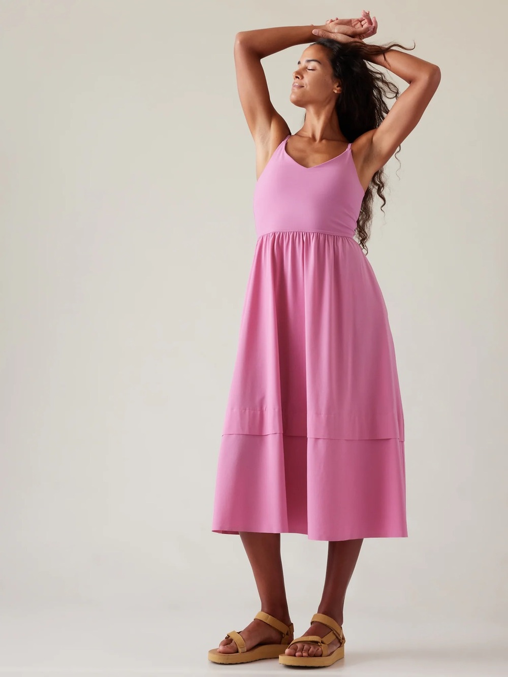 Athletea Women’s Pink V-Neck Midi Dress